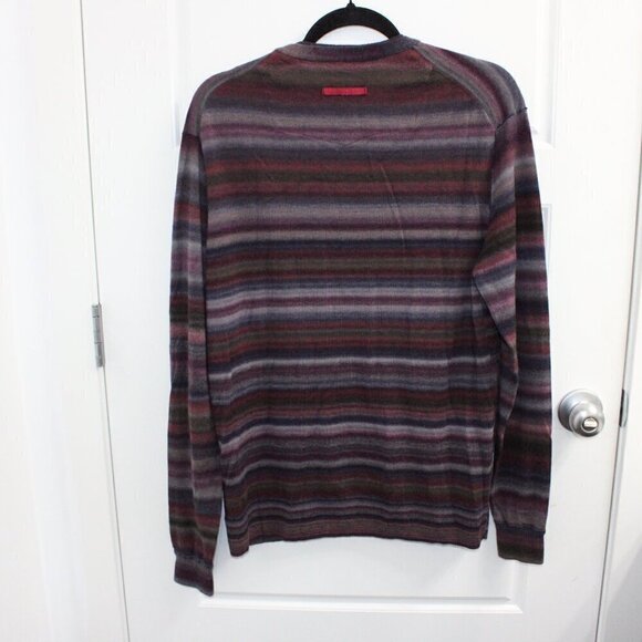 Robert Graham 100% Wool Long Sleeve Sweater Striped Large v-neck - Picture 3 of 3